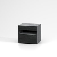Table de chevet en MDF à grain de bois foncé, table de chevet à 2 tiroirs avec compartiment de rangement ouvert, armoire de rangement pour chambre à coucher