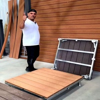 Kit de terrasse préfabriqué en WPC à montage rapide sans outils, avec pieds réglables, revêtement de sol extérieur imperméable pour patio et jardin