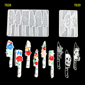Moules de coulée en résine faits à la main bricolage Ins Style ornements décoratifs Halloween moule en Silicone pour fleurs horreur poignards outils de gâteau - Product Image 4