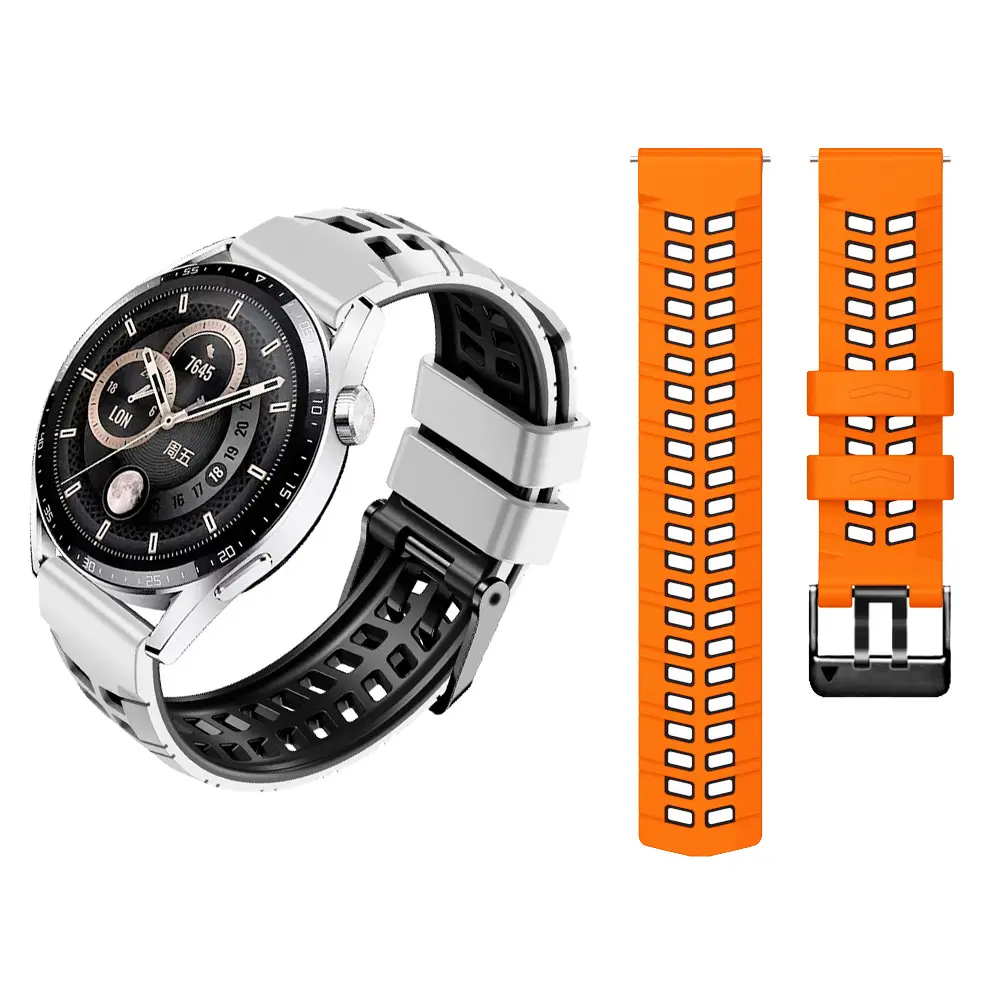 삼성 갤럭시 watch3-45mm Garmin Forerunner 265 스포츠 밴드 실리콘 투톤 스트랩 22mm 퀵 릴리스 스트랩 22mm