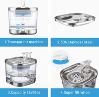 Fontaine à eau pour chat sans fil rechargeable par batterie avec capteur à distance et bol en acier inoxydable 304