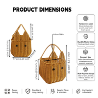 Keranjang Rotan Imitasi PP Anyaman Tangan Motif Kelinci Lucu dengan Pegangan Ganda, Keranjang Penyimpanan Bunga Permen untuk Dekorasi Liburan Pernikahan.