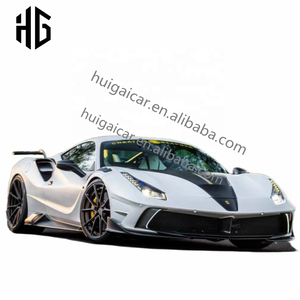 Kit de carrocería de fabricación de fábrica HG para <span class=keywords><strong>Ferrari</strong></span> <span class=keywords><strong>488</strong></span> actualización MSY estilo Kit de carrocería difusor de parachoques trasero delantero faldón lateral guardabarros capuchas - Product Image 2