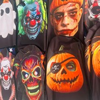 Masque de Halloween 3D en maille avec visage de citrouille fantôme, cagoule de déguisement, cache-visage pour fête et farces