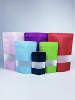 Emballage alimentaire refermable personnalisé pour aliments pour animaux de compagnie, sacs en plastique transparent blanc rose métallisé avec fermeture éclair et fenêtre