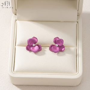 New Collection Pink Color Pure Titanium <b>Earrings</b> Wholesale Flower Shape Natural Spinel Stud <b>Earrings</b> Special Gift For Women Wear - Product Image 5