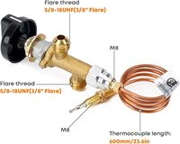 Kits de vanne de régulation manuelle Yuanming pour poêles, brûleurs à gaz, grilles et chauffages, à membrane pour propane basse pression avec dispositif de sécurité anti-extinction de flamme mural