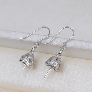 Boucles d'oreilles en argent S925 avec perle de jade, accessoires de bijoux DIY, ailes d'ange semi-finies 3911 avec chaîne simple - Product Image 1