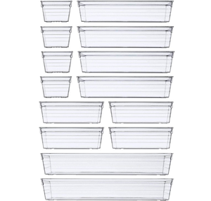 Oferta: Juego de 14 Cajas de Almacenamiento Transparentes de Plástico PC Brillante, Organizador Multiusos Moderno para Oficina y Hogar, Capacidad de 1-3L - Product Image 4