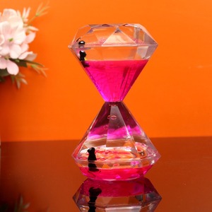 Minuteur sablier en acrylique avec diamants flottants et effet de fuite d'huile, design Art Déco, cadeau de Saint-Valentin pour les meilleurs amis - Product Image 2