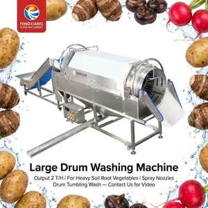 Lavadora de Tambor Grande FENGXIANG 2T/H de Acero Inoxidable, Limpiadora Automática de Vegetales para Plantas de Procesamiento de Cultivos de Raíz - Product Image 1
