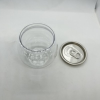 Boîte en PET transparente de 200 ml (7 oz) en forme de boule pour vin léger, boîte en plastique à ouverture facile pour cocktails