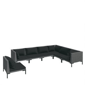 Ensemble de salon de jardin en rotin gris foncé 6 places, mobilier d'extérieur résistant aux intempéries, design contemporain - Product Image 1