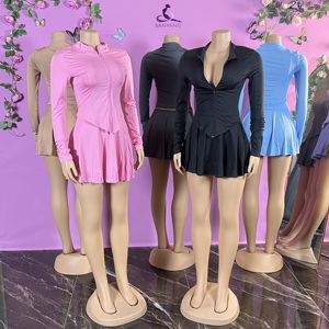 <span class=keywords><strong>Conjunto</strong></span> <span class=keywords><strong>de</strong></span> Falda <span class=keywords><strong>de</strong></span> Dos Piezas Personalizado <span class=keywords><strong>para</strong></span> Otoño, Chaqueta con Cierre <span class=keywords><strong>y</strong></span> Minifalda Plisada, Ropa Casual <span class=keywords><strong>para</strong></span> Mujer - Product Image 1