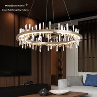 Lustre de salon en cristal de luxe postmoderne ; Luminaire LED en bronze personnalisé inspiré des modèles de maisons de créateurs pour salle à manger