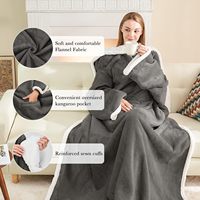 Couverture portable Sherpa avec manches et poches, douce et chaude, pour toutes les saisons, 100% polyester, légère, pour hommes et femmes