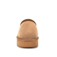 Bottines pour femmes en cuir fendu et peau de mouton, semelle extérieure en EVA respirante et antidérapante, doublure chaude en peau de mouton pour une sensation pieds nus