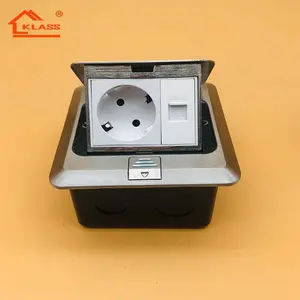 Wenzhou Factory Direct-selling stainless steel/aluminum/copper EU+cat 6 computer tel socket Pop-up RJ45 Floor boxes Socket