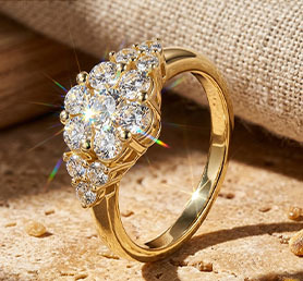 Anillo de Compromiso de Moissanita Chapado en Oro de 18K para Mujer, Corte Brillante Redondo, Engaste de Garras, Estilo Flor, Joyería Clásica - Product Image 4
