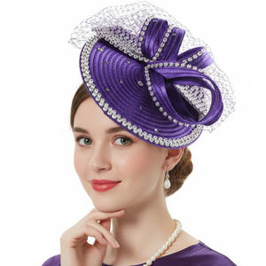 قبعة كنيسة نسائية من الساتان بتصميم زهور فريد للحفلات الرسمية وحفلات الزفاف، مزينة يدويًا، مناسبة للأعمال والحفلات في جميع الفصول - Product Image 2