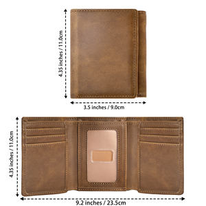Portefeuille à trois volets pour homme, portefeuilles en cuir avec 8 emplacements pour cartes et 2 poches à monnaie et 1 emplacement transparent pour photo - Marron - Product Image 2