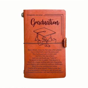 Inspirational Mini <b>Journal</b> for Graduation Leather Cover with Motivational Quotes Refillable Gift Notebook - Product Image 1