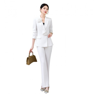 Women's Suit Set Solid Color Polyester Spring Work Casual Two Piece With Floral Decor - Product Image 5