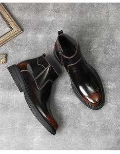 Botas de cuero para hombre estilo inglés con relieve Brook, botas cortas de cuero brillante, botas Chukka de verano - Product Image 6