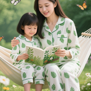 HUOYOUNG Custom Women's Loungewear Pyjamas PJ Set Seersucker Cotton Mommy and <strong>Me</strong> Family Matching Pajamas Set - Product Image 2