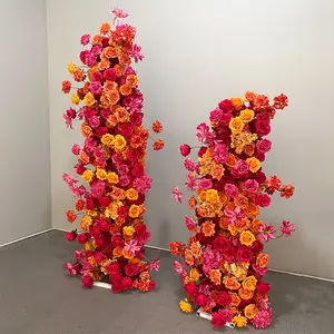 Flor artificial vermelha criativa para decoração de casamento, flores artificiais para cenários de casamento, flores artificiais rosas, 2024