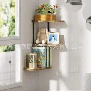 Cross-border wooden three-tier corner <b>shelf</b>, <b>wall</b>-<b>mounted</b> storage rack, bathroom toiletries rack, kitchen spice rack - Product Image 3