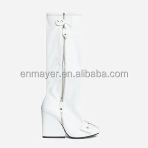 ENMAYER büyük boy 44 yarım çizmeler 2023 Drop Shipping kama yüksek topuklu bayan ayakkabıları seksi uyluk yüksek çizmeler - Product Image 6