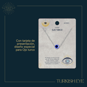 Collana occhio turco in acciaio Color argento con catena a maglie alla moda placcata in oro con zircone di perle diamantate per regalo o festa - Product Image 3