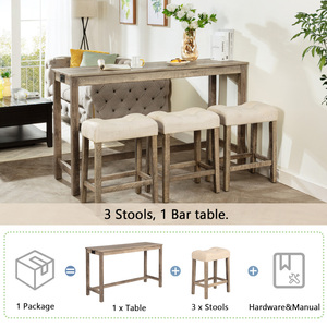 Ensemble <span class=keywords><strong>de</strong></span> table <span class=keywords><strong>de</strong></span> <span class=keywords><strong>bar</strong></span> 4 pièces avec prise <span class=keywords><strong>de</strong></span> courant Ensemble <span class=keywords><strong>de</strong></span> table <span class=keywords><strong>de</strong></span> <span class=keywords><strong>bar</strong></span> avec 3 tabourets rembourrés pour le salon et le jeu <span class=keywords><strong>de</strong></span> salle à manger - Product Image 4