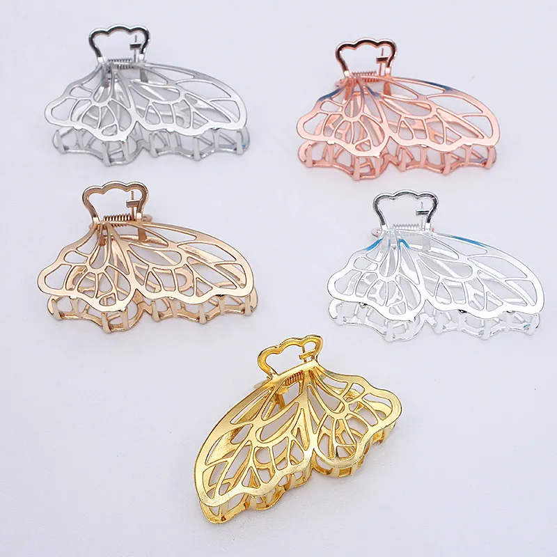 5cm*9cm Filigree Butterfly Hair Claw Clips Large Metal Hairpins Alloy Hair Catch Barrettes for Women Ponytail Holder Wholesale