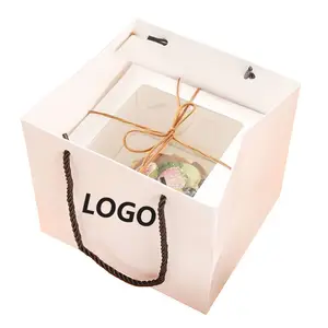 Factory Custom Logo Printed Eco-friendly Recyclable Takeaway Bag Dessert Cake Packaging Bag For Restaurant Bakery