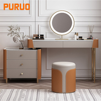 PURUO – chaise de chambre à coucher en velours, Design moderne, tabouret de maquillage rond nordique, vente en gros