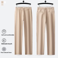 Pantalon décontracté pour homme style Old Money, léger, en lyocell et lin, taille mi-haute élastique, coupe droite ample, Cleanfit 2025