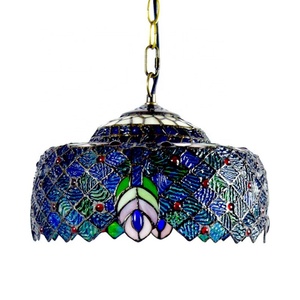 Lámpara Colgante LongHuiJing de Triple Luz, Estilo Mediterráneo Industrial, Vidrio Teñido, LED Blanco Cálido, Base de Hierro, 80cm, E27 - Product Image 5