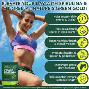 SOLOTREE tablet <span class=keywords><strong>Spirulina</strong></span> dan Chlorella Mini, suplemen kapsul Softgel ekstrak <span class=keywords><strong>Spirulina</strong></span> Chlorella campuran Supergeens 17 dalam 1 - Product Image 3