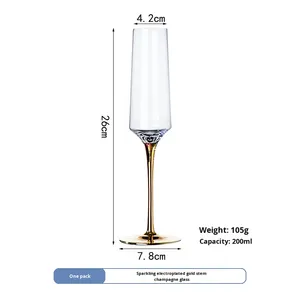 مجموعة كؤوس نبيذ أحمر حديثة مطلية بالذهب خالية من الرصاص من الكريستال بساق طويلة، طقم من 3 قطع بجودة فندقية لكؤوس العصير جاهزة للاستخدام - Product Image 4
