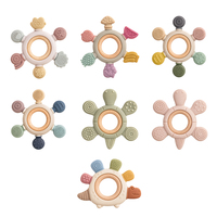 Anneau de dentition pour bébé en silicone de qualité alimentaire sans BPA, anneau en bois, produits de dentition pour bébé, produits d'alimentation et de mastication pour bébé