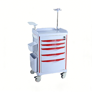 Carrito de Tratamiento Médico de Emergencia para Hospital <span class=keywords><strong>Hochey</strong></span> con 5 Cajones, Contenedor de Basura, Cierre Centralizado - Carrito de Plástico Resistente - Product Image 1