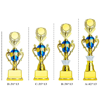Nuevo trofeo creativo rojo azul premios de plástico tapa de flor redonda Base dorada trofeo en blanco personalizado trofeo de Canto de baile mundial