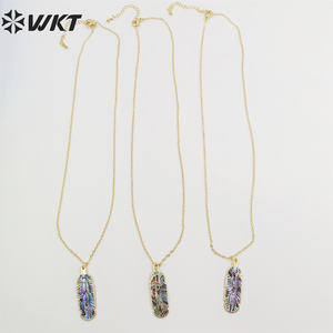 WT-N1034 WKT <span class=keywords><strong>collana</strong></span> moda 18k gioielli placcati oro reale popolare <span class=keywords><strong>collana</strong></span> <span class=keywords><strong>di</strong></span> conchiglie <span class=keywords><strong>di</strong></span> Abalone a forma <span class=keywords><strong>di</strong></span> piuma <span class=keywords><strong>collana</strong></span> Pauwa - Product Image 4