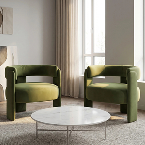 Poltrona Moderna in Velluto Verde Tosee, Disponibile negli USA, con Gambe in Legno Regolabili e Resistenti per <span class=keywords><strong>Soggiorno</strong></span> - Product Image 5