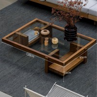 Table basse en verre trempé transparent pour petit salon familial, style moderne et épuré, petite table en verre trempé