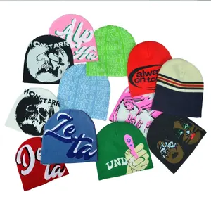 Yeni 100% akrilik kafatası Cap Beanie örme düz bere jakarlı Logo erkekler bere şapka örme özel izle kap