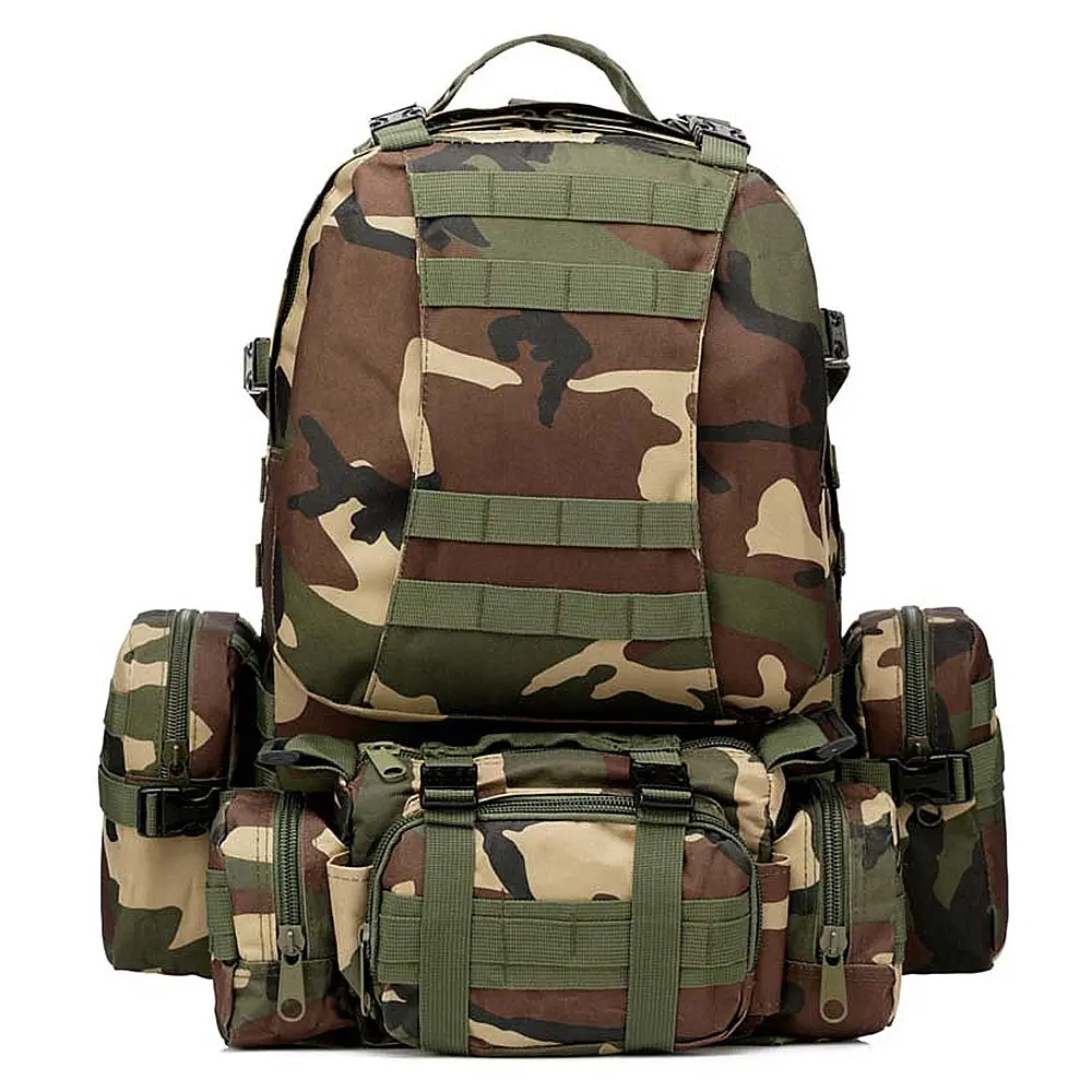 36-55L Outdoor Tactical Duplo ombro Combinação mochila Multi-purpose camuflagem caça montanhismo viagem mochila