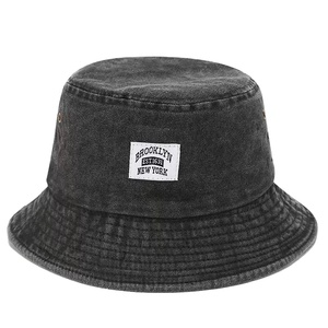 Chapeau Bob en Coton Lavé Style Vintage avec Broderie Patch Motif Brooklyn New York pour Usage Extérieur - Product Image 1